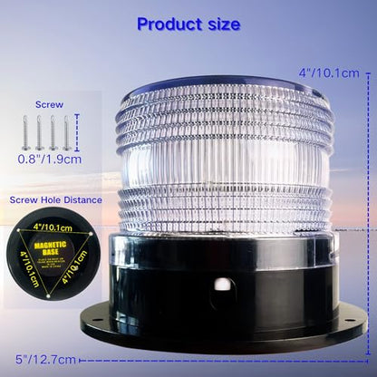 Cloud Fire LED Anchor Light for Boat Yacht, Magnetic Solar Powered Navigation Lamp, IP65 Waterproof & Dustproof, Strobe Warning Light, PC Material,4 Modes (Flashing, Strobe, Steady,Rotation), White - color: White light