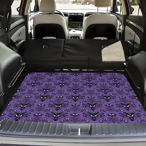 Universal Car Trunk Mat 29" x 39", Purple Horror Bat All Weather Trunk Protection Cargo Liner, Durable Cargo Mat Rear Trunk Liner, Stylish Vehicle Interior Accessories Suitable for Most Car Models - color: Purple Horror Bat