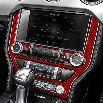 Car Center Control CD Panel Sticker Carbon Fiber Decal Accessories for Ford Mustang 2015 2016 2017 2018 2019 2020 2021 2022 2023 - color: Center Control CD Panel