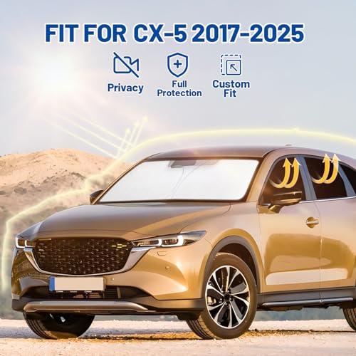 Car Window Shades for Mazda CX-5 2017-2025 Accessories - Full Set 8PCS Side Window Sunshades with Memory Frame & Blackout Fabric, Privacy UV Shield for Camping/Travel - size: Fit for Mazda CX-5 2017-2025