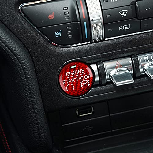 Car Engine Start Stop Button Sticker Carbon Fiber Decal for Ford Mustang 2015 2016 2017 2018 2019 2020 2021 2022 2023 Accessories - color: Engine Start Stop Button
