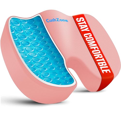 Office Chair Seat Cushion, Cooling Gel Enhanced Memory Foam Cushion for Long Sitting - Back, Sciatica, Coccyx, Tailbone Pain Relief Pillow - for Office, Gaming, Car, Wheelchair - Pink, X-Large - color: Pink, size: X-Large