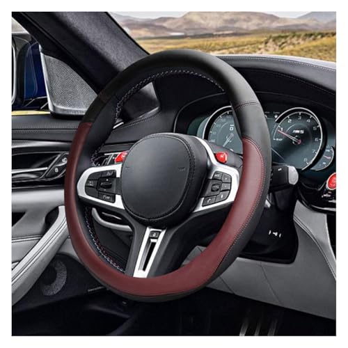 LAINLOY 14.5"-15" Car Steering Wheel Cover, Microfiber Leather Cover, Anti-Slip Breathable Steering Wheel Decoration, Universal Steering Wheel Accessories for Diverse Cars (Burgundy) - color: Burgundy