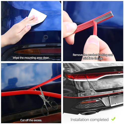 16.4Ft Cuttable Automotive Trim Strip,Anti-Scratch Car Door Trim Molding Car Exterior Accessories,Universal CCar Stickers Trim Strip for Hood,Window,Door,Bumper,Headlight (Red)