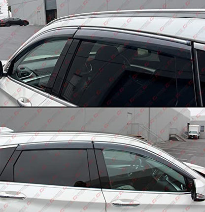 Premium Luxury Smoke Tinted Window Visor Rain Guard W/Clips & Chrome Trim Compatible for 2019-2022 Infiniti QX50