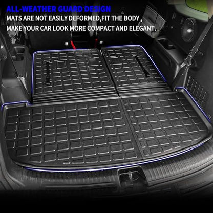 Rongtaod Cargo Mat Compatible with 2020-2025 Kia Telluride (Not for 2027) Cargo Liner Trunk Mat TPE All Weather Back Seat Cover Protector 2024 Telluride Accessories (Trunk Mat with Backrest Mat) - color: Trunk Mat with Backrest Mat