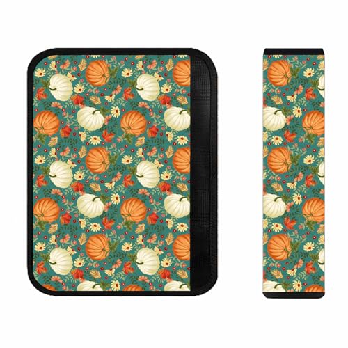 Happy Thanksgiving Fall Yall Pumpkin Seat Belt Covers, Autumn Maple Leaf Universal Car Seat Strap Neck Cover Cushions Pads Car Accessories Shoulder Protectors Neck Pad Protectors for Adults Women Men - color: Green Pumpkin