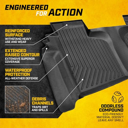CAT® JustFit™ 3D Custom Fit Bench Floor Mat for 2019-2026 Chevrolet Silverado 1500/GMC Sierra 1500 & 2020-2026 Chevy Silverado/GMC Sierra 2500HD/3500HD Crew Cab Rear Floor Liner Laser Measured - style: Chevy Silverado (2019–2026) / GMC Sierra (2020–2026)