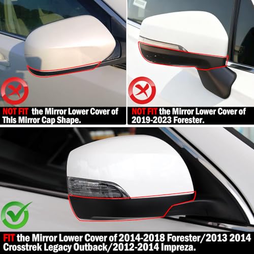 1PC Compatible with Subaru Mirror Bottom Cover Forester 2014-2018/Crosstrek Legacy Outback 2013-2014/Impreza 2012-2014, Clip-on 91054AJ220 Passenger Side Subaru Mirror Lower Cover-Right - style: Right Passenger Side