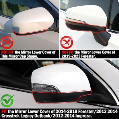 1PC Compatible with Subaru Mirror Bottom Cover Forester 2014-2018/Crosstrek Legacy Outback 2013-2014/Impreza 2012-2014, Clip-on 91054AJ220 Passenger Side Subaru Mirror Lower Cover-Right - style: Right Passenger Side