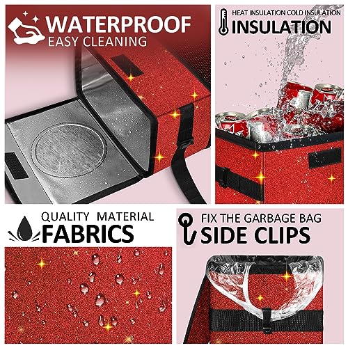 Car Trash Can, Cute Mini Trash Bag With Lid, Glitter Garbage Bin Hanging for Back/Front Seat/Console, Waterproof, Leakproof, 2.5 Gallon, Red Bling Sparkly - color: Red Bling Sparkly