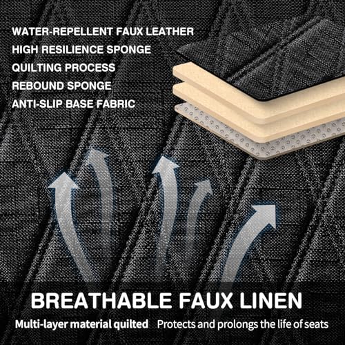 2pcs Sideless Car Seat Covers for All Seasons - Breathable Front Seats Cushions Non-Slip Bottom with Headrest Protectors - Universal Carseat Cover Fits for Most Vehicles Cars Van SUV Truck Black - color: Front Black