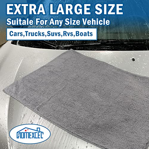 HOMEXCEL Professional Large Microfiber Car Drying Towels 2 Pack, Lint Free, Scratch Free, Highly Absorbent Drying Towel for Cars, SUVs, RVs, Trucks, and Boats,31" x 24",Grey - color: Grey