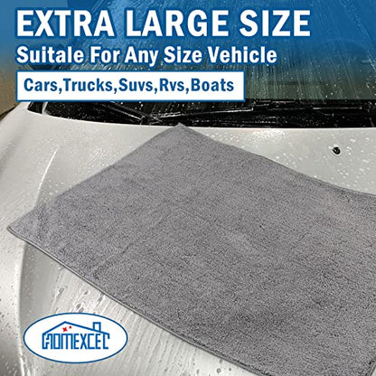 HOMEXCEL Professional Large Microfiber Car Drying Towels 2 Pack, Lint Free, Scratch Free, Highly Absorbent Drying Towel for Cars, SUVs, RVs, Trucks, and Boats,31" x 24",Grey - color: Grey