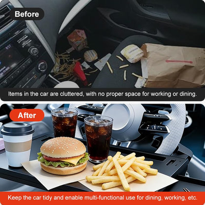 Extra Large Steering Wheel Tray for Car (26") – Adjustable Car Desk, Car Laptop Desk, Steering Wheel Desk Tray, Car Food Tray, Auto Travel Table with Expandable Side Panels for Eating, Working, Laptop