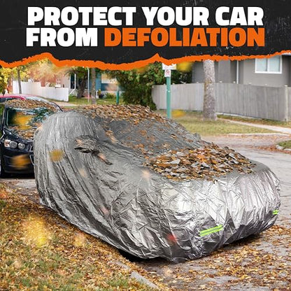 Mockins 190"x75"x60" Sedan Car Cover with Zipper Door | 190T Polyester Soft Indoor & Outdoor Weatherproof Car Covers for Automobiles | Full Exterior Covers for Snow, Frost, UV, Light Rain & Foliage - size: Sedan - Medium - 190" X 75" X 60" With Zipper Doo