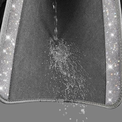 CAR PASS Bling Diamond Car Mats Shining Carpet Crystal Rhinestones Sparkly Glitter Floor Mats with Anti-Slip PVC Heel Pad Universal Fit for Automotive SUV, Sedan, Car, Van, 4pcs for Girl Women, Gray - color: Gray