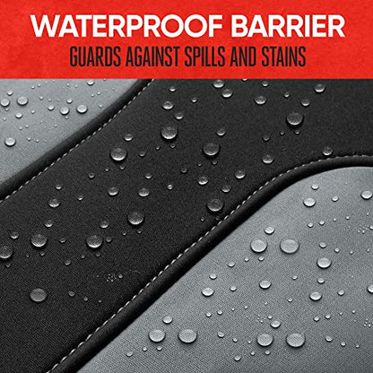 Motor Trend AquaShield Waterproof Gray Rear Split Bench Seat Covers for Trucks Rear Seat Cover Only - Black Car Seat Covers, Back Seat Cover Only - Durable Neoprene Spill Resistant for Kids & Dogs - color: a2-Black & Gray Bench