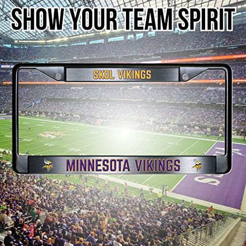 NFL Minnesota Vikings Skol Vikings Black Chrome License Plate Frame - 2-Screw Mount - color: Vikings