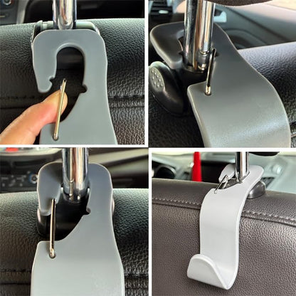 Car Seat Headrest Hooks, Car Organizer Hanger Storage Hooks for Handbags Purses Groceries Backpack Coat 4 Pack (Gray) - color: Gray