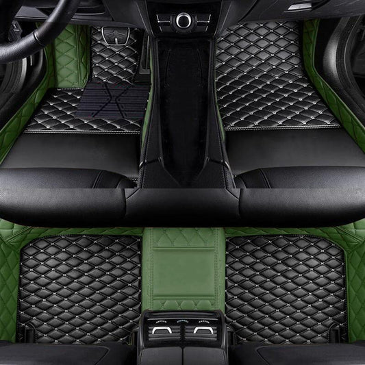 Custom Fit Car Floor Mats by SARAHS - Waterproof PU Leather Full Coverage for Most Cars, SUVs, and Trucks - Automotive Liners to Protect Vehicle Interior Floor Accessories (Black Green 2) - color: Black green 2