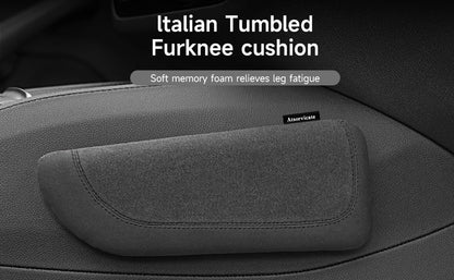 Italian Alcantara Style Fur Car Elbow Rest Pad - Universal Armrest & Knee Cushion - Thigh Support Comfort Pillow - color: Black Line Left