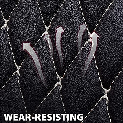 Car Seat Covers Full Set, Super Luxurious Heavy Duty Waterproof Leather Automotive Vehicle Cover for Cars SUV Pick-up Truck, Universal Non-Slip black white Seat Car Accessories (Full Set/White) - color: Full Set/white