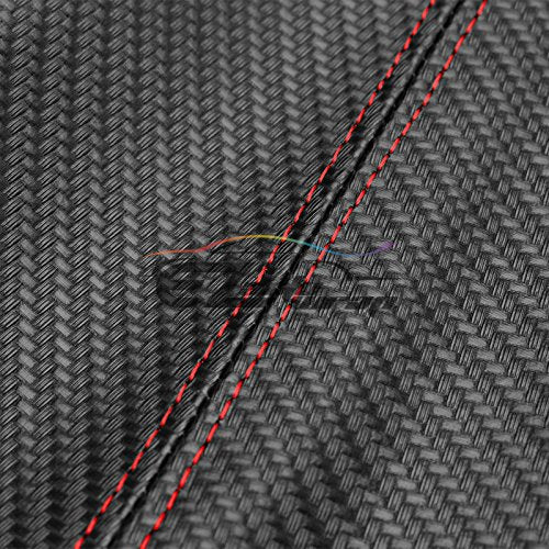 EZAUTO WRAP Universal Shift Knob Shifter Boot Cover Carbon Fiber Style Black with Red Stitches PVC Leather MT at Sport PVC Leather - color: Carbon Fiber With Red Stitches