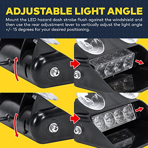 LAMPHUS SolarBlast SBWL14 4W Green White LED Warning Strobe Dash Light [32 Flash Modes] [Adjustable Angle] [Suction Cups] Flashing Emergency Dash Windshield Light for Volunteer Firefighter - color: Green / White