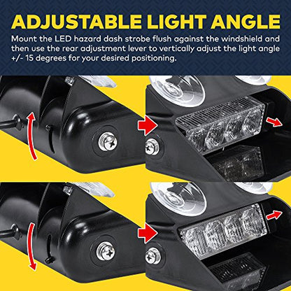 LAMPHUS SolarBlast SBWL14 4W Green LED Warning Strobe Dash Light [32 Flash Modes] [Adjustable Angle] [Suction Cups] Green Flashing Emergency Dash Windshield Light for Truck Vehicles - color: Green