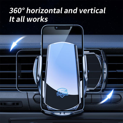 15W Fast Charge Auto-Clamping Wireless Car Charger Mount – Qi Wireless Charging, Adjustable Phone Holder, Air Vent & Dashboard Compatible, Compatible with iPhone & Android (Silver) - color: Silver