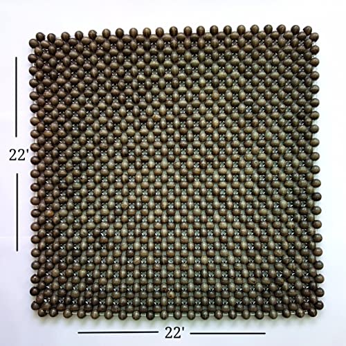 Natural Wood Beaded Seat Cover Pad Mat Comfy Cool Summer Massage Seat Cushion (Square Large) for Truck,RV,Pickup,Big Office Chair only - size: All-Purpose XL (21.65" Square)