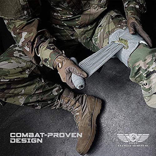 EVERLIT Emergency Trauma Kit, CAT GEN-7 Tourniquet 36" Splint, Military Combat Tactical IFAK for First Aid Response, Critical Wounds, Severe Bleeding Control (Tan) - color: Tan