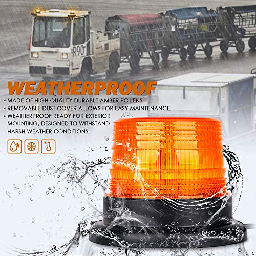 Xprite LED Beacon Light, Forklift Strobe Lights w/Magnetic Base for Construction Vehicles, TowTrucks, Security Patrol, Postal, Golf Carts, UTV ATV, Snow Plows-Amber - color: Amber