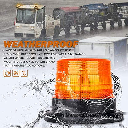 Xprite LED Beacon Light, Forklift Strobe Lights w/Magnetic Base for Construction Vehicles, TowTrucks, Security Patrol, Postal, Golf Carts, UTV ATV, Snow Plows-Amber - color: Amber