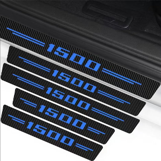 4Pcs Door Sill Plate Protectors Compatible with Dodge 2003-2026 Ram 1500 Car Accessories, Carbon Fiber Leather Door Sill Stickers for Ram Truck Auto Accessories - color: Blue