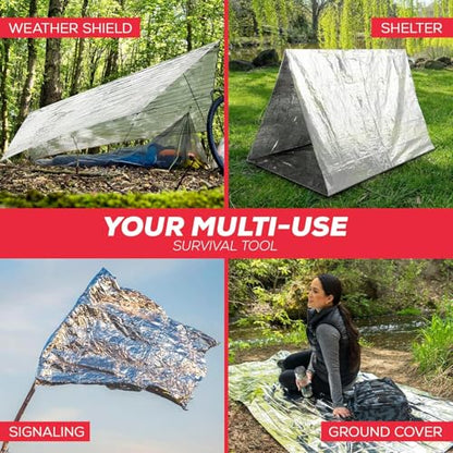 Emergency Blanket 4-Pack Space Mylar Blankets Survival Gear and Supplies Reusable Thermal Camping Hunting Essentials First Aid Car Backpacking Marathon Kit Prepper Go Rave Bug Out Bag Foil Cold Winter - size: 4 Pack