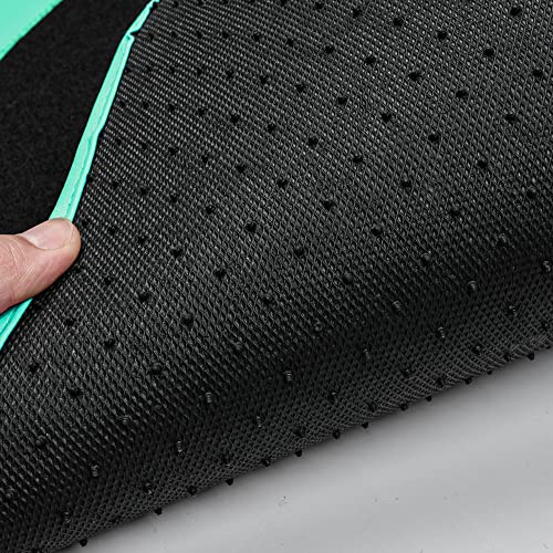 CAR PASS Mint Green Edge Leather Car Floor Mats, Universal Car Mats with Double Stitch Line and Anti-Slip Backing Design, for Cute Girly Women, Fit 95% Automotive,SUVs,Sedan,Vans (Black and Mint) - color: Black with Mint