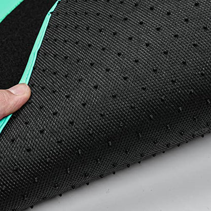 CAR PASS Mint Green Edge Leather Car Floor Mats, Universal Car Mats with Double Stitch Line and Anti-Slip Backing Design, for Cute Girly Women, Fit 95% Automotive,SUVs,Sedan,Vans (Black and Mint) - color: Black with Mint