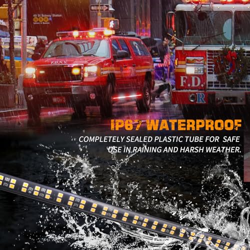 XRIDONSEN 2PCS 60 inch Truck Emergency Lights Strip 720 LED Running Board Strobe Lights Red White Firefighter Flashing Warning Safety First Responder for Vehicles Trucks Pickup Fire POV - color: Red/White