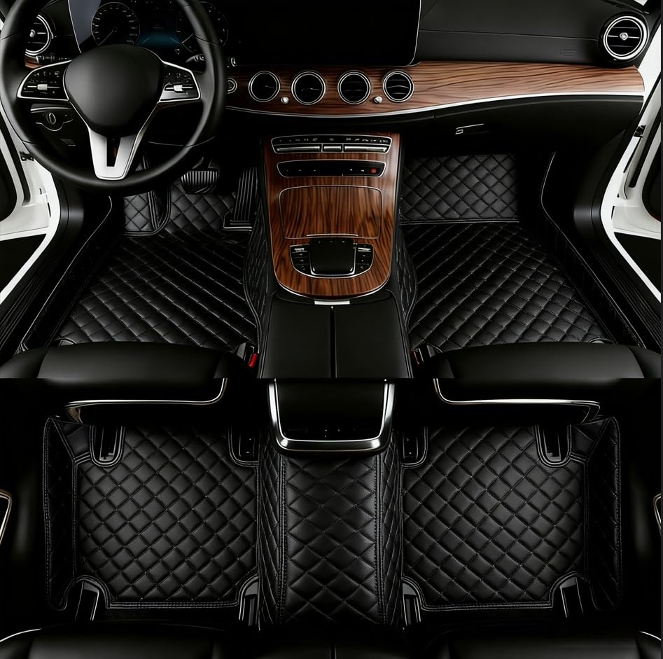 Customized Personalized Car Mats - All Weather Men's and Women's Floor mats Suitable for 99% of vehiclesPads Protection Non-Slip Leather Floor Liners (Black) - color: black 3D
