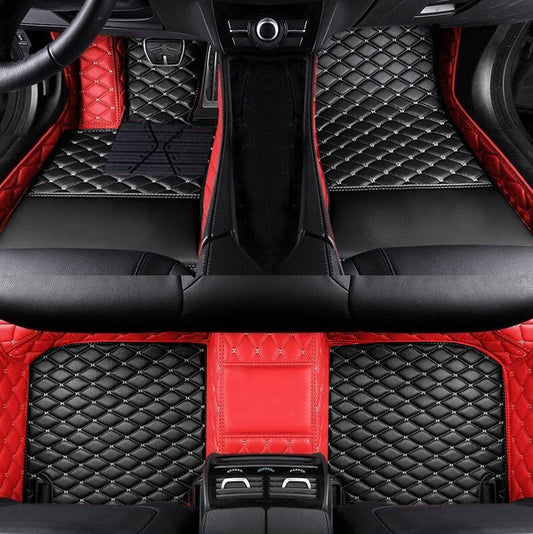 Custom Fit Car Floor Mats by SARAHS - Waterproof PU Leather Full Coverage for Most Cars, SUVs, and Trucks - Automotive Liners to Protect Vehicle Interior Floor Accessories (Black Red 2) - color: Black Red 2