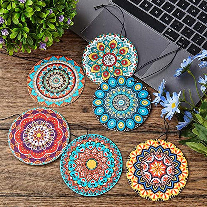 12 Pieces Mandala Car Air Fresheners, Hanging Hippie Car Accessories, Boho Style Automotive Air Fresheners Long Lasting for Women Men Auto Interior Decoration