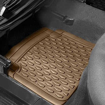 FH Group 4 Piece Liners Trimmable Climaproof™ Vinyl Car Floor Mats- Full Set with Premium Trimmable Vinyl Cargo Liner- Universal Fit for Cars Trucks and SUVs (Beige) - color: Beige