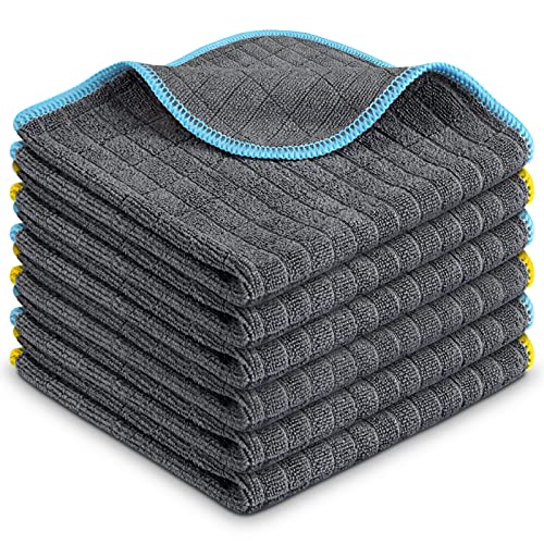 Airlab Microfiber Cleaning Cloth for Household Dust Rags for Cleaning All-Purpose Towels Streak Free Kitchen Dishes Reusable Pack of 6, 12" x 12" - color: Dark Grey, Pack of 6