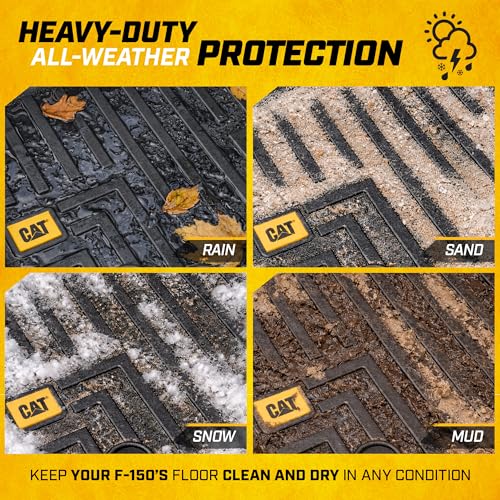 Cat® Floor Mats for 2015-2026 Ford F-150 SuperCrew Cab, Front & Rear, All Weather Protection 3D Contour Fit Custom Fit Floor Liners, Black - style: Ford F-150 SuperCrew Cab (2015-2026)