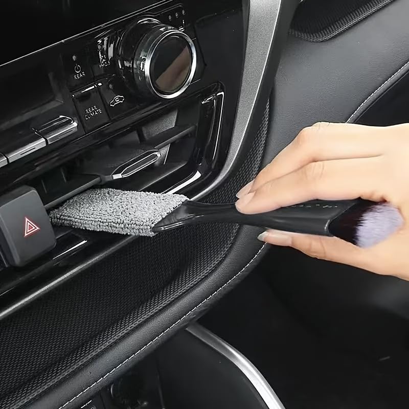 Car Interior Detailing Brush, Soft Bristle Plastic Cleaning Tool for Dashboard, Vents, Gaps & Vents - Battery-Free Manual Dust Brush for Vehicle Interior & Home Use