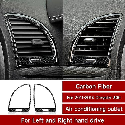 Car Air Vent Outlet Cover Decals for 2011 2012 2013 2014 Chrysler 300 / 300C / 300S / Limited/Base Accessories Carbon Fiber Interior Stickers - color: Air Vent Outlet，2011-2014
