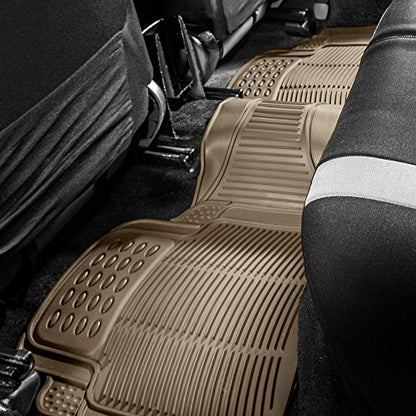 FH Group Climaproof™ Trimmable Non-Slip Vinyl Floor Mats Full Set - Universal Fit for Cars Trucks and SUVs (Beige) F11306 + F16400 - color: Beige, style: Combo Set