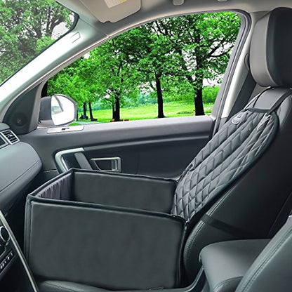 Pet Dog Seat Cover for Car Waterproof Washable Pet Dog Mat Booster Seat Cover Car Pet Dog Protector Cover with 1 Pcs Pet Seat Safety Belt for Dogs SUV Cars Trucks (Black) - color: black